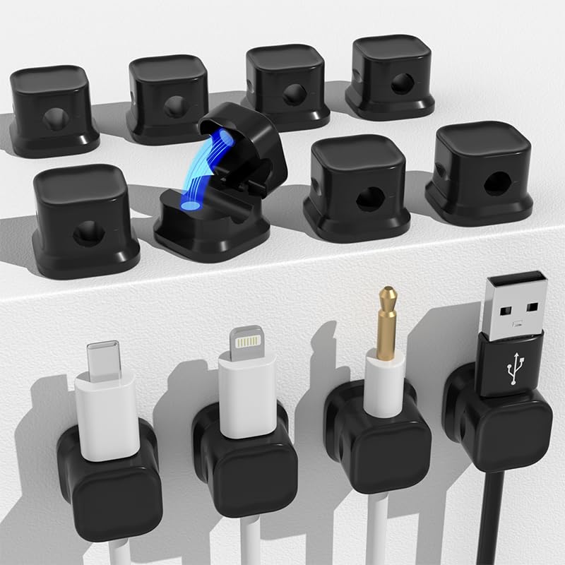 Magnetic Cable Management Clips (12-Pack) for Desk & Home